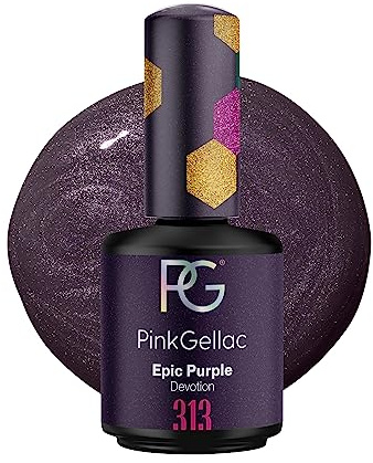 Pink Gellac Gel Nagellack UV, Veganes Nagelgel - 313 Epic Purple 15 ml | Gelnagellack für UV Lampe, Einfache Anwendung Nail Polish für 14 Tage Salonqualität, Gellack Made in Holland