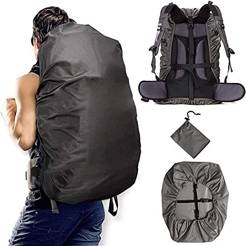CKLHCFF Rucksack-Regenschutz (20-100L) Verbesserte wasserdichte leichte tragbare Rucksack-Abdeckung Rucksack-Abdeckung zum Wandern zum Schutz von Schultaschen im Freien (Schwarz/Black, L)