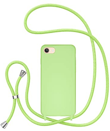 UEEBAI Crossbody Lanyard Phone case for iPhone 7/8/SE 2022 5G/SE 2020, Silicone Phone Cover Necklace Cord Strap Soft Shockproof Protective Case for iPhone SE3/SE - Matcha green
