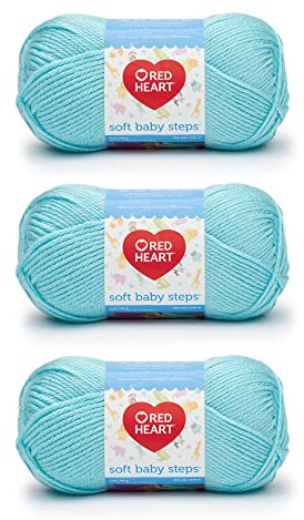 Red Heart Soft Baby Steps Aqua Yarn - 3 Pack of 141g/5oz - Acrylic - 4 Medium (Worsted) - 256 Yards - Knitting/Crochet