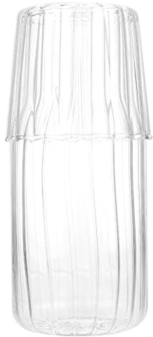 Operitacx Nachts Nacht Wasser Karaffe mit Tumbler Glas Set für Schlafzimmer Nachttisch Kaltes Wasser Behälter Klares Glassaft Wasser Krug Glas Mundwassere für Badezimmer