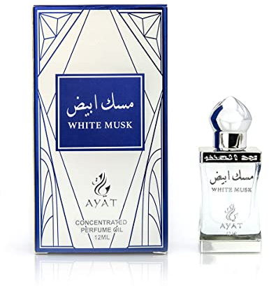 AYAT PERFUMES – Aceite Perfume WHITE MUSK de Dubái 12 ml – Almizcle Halal Sin Alcohol – Attar Extracto de Perfume para Mujer & Hombre – Aroma Perfume Árabe Oriental – Fabricado en los Emiratos