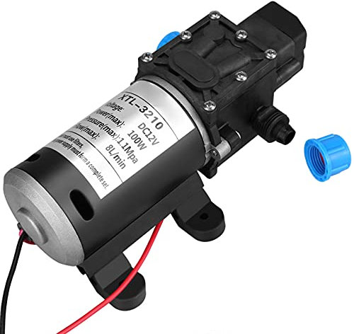 Bomba de Agua autocebante de 12 V Alta presión, Membrana autocebante, Bomba de Agua, 100 W, 8 L/min, 160 PSI, con Interruptor de presión Integrado para caravanas, Barcos, caravanas, jardín,