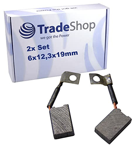 2x Trade-Shop Motorkohlen/Kohlebürsten/Schleifkohlen 6 x 12,3 x 19mm 12-24V für verschiedene KFZ-Motoren Rolltor Garagentor Antriebe Lichtmaschine