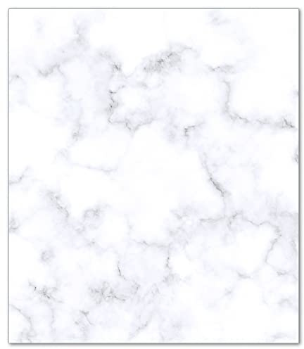 Wallario Herdabdeckplatte/Spritzschutz aus Glas, 52 x 60 cm, 1-teilig, für Ceran- und Induktionsherde, Motiv: Weiße Marmor-Optik