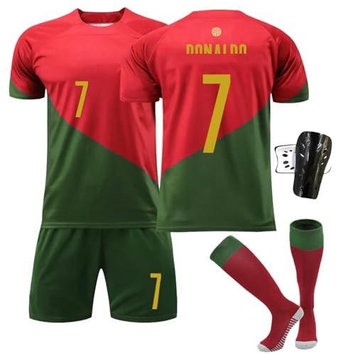 Ronronner Conjunto de fútbol para niños, con camiseta, pantalones cortos y calcetines, camiseta roja de jersey de manga corta con el nro. 7, para adultos y niños, Frühchen