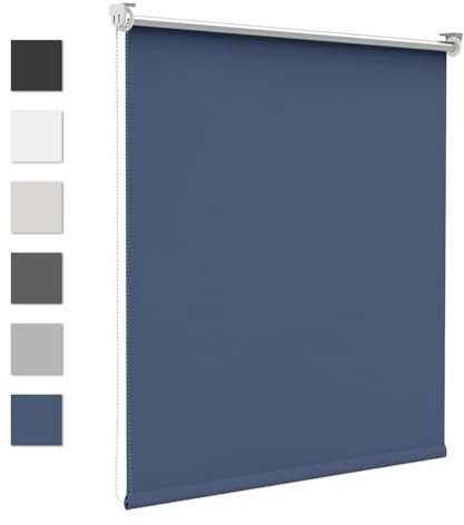 Verdunklungsrollo ohne Bohren Verdunkelungsrollo Klemmfix Rollos für Fenster ohne Bohren 170x80cm(LxB) Dunkelblau Thermorollo Fenster Rollo 100% Verdunkelung Sichtschutz und Sonnenchutz