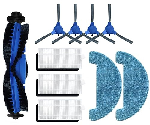Donkivvy Kit de 10 piezas de trapeador de filtro de cepillo lateral principal para aspiradora robot Venga VG RV 3000 3001, 1 cepillo de rodillo, 4 cepillos laterales, 3 filtros HEPA, 2 paños de
