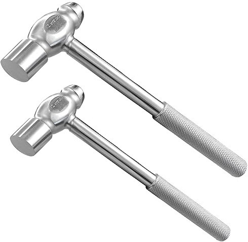 WEDO 2-teiliges Kugelhammer-Set,Peinhammer,Edelstahl Kugel Pein Hammer,Kopfgewicht 330g+340g,Schlosserhammer mit Edelstahl Anti-Rutsch-Griff,Ingenieurhammer,korrosionsbeständig