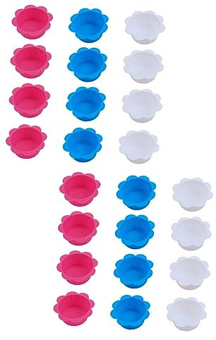 MAGICLULU 24pcs Cake Molds Silicone Baking Cups Muffin Moulds Cake Moulds for Baking Easy to Demould Supplies Random Color