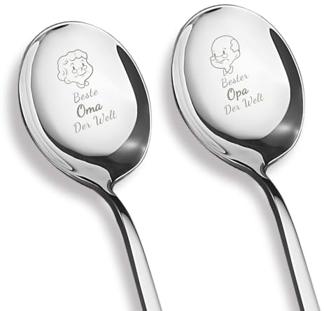 yumcute Oma und Opa Geschenke 2 Stücke Kaffeelöffel mit Gravur Beste Oma & Bester Opa der Welt Teelöffel Edelstahl Löffel Geschenk Geburtstag Jahrestag Hochzeitstag Geschenke Weihnachtsgeschenke