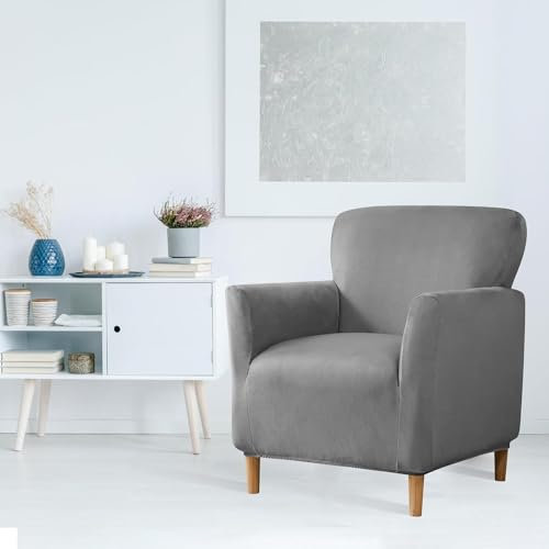 Sesselbezug Elastisch, Modern Sesselüberwurf Club Chair Stretch Sesselhusse, Mit Armlehnen Stretch Anti-Rutsch Waschbarer Überzug Für Sessel Sesselschoner Einzelsofa Clubsessel (Color : A1, Size : 1