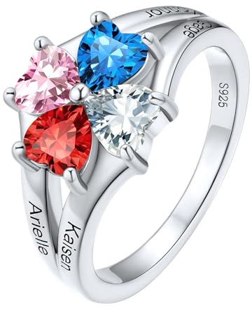 Supcare 925 Sterling Silber Ringe Damen Verlobungsring Eheringe mit Geburtsstein Ring Gravur Namenring Fingerring Engagement Promise Ring Modeschmuck für Muttertag Valentinstag