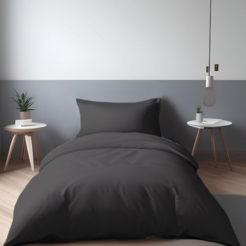 LivinEase Funda Nordica Cama 90 - Microfibra Juego de Funda de Edredon 135x200 cm y 1 Funda de Almohada 80x80 cm - Juego de Funda nórdica Negro