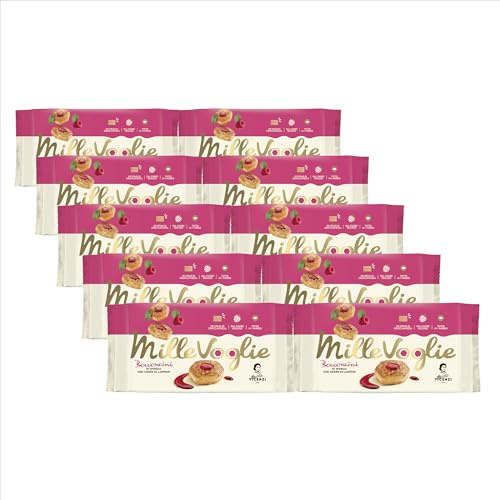 Matilde Vicenzi - Bocconcini di Pasta Sfoglia, Croccanti e Delicati, Snack Dolce di Raffinata Pasticceria Ripieno di Farcitura al Lampone, Formato Scorta, 10 Confezioni Singole, 900 gr