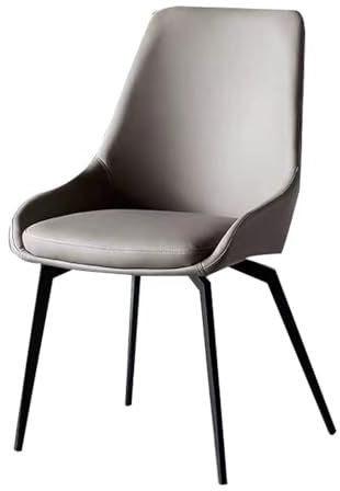 Esszimmerstuhl, Moderne Leder-Esszimmerstühle, Küche, Wohnzimmer, Lounge-Thekenstühle, stabile Metallbeine aus Karbonstahl (Farbe: Grau), Grau, Widppsopt-001