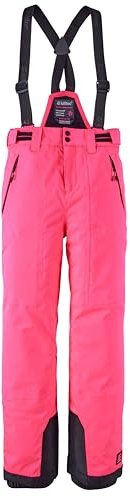 Killtec 43402-000 - Pantaloni da Sci da Ragazza con Pettorina Rimovibile e Protezione dei Bordi, 242, Rosa Fluo, 152