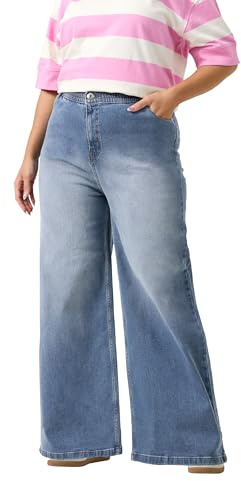 Yours Curve Mid Wide Leg Slouchy Jeans - Women's - Plus Size Curve Blue