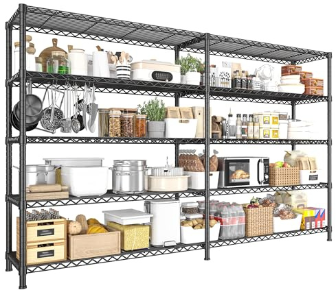 REIBII 73''W Shelf 1650 LBS Storage Shelves 5-Tier Metal Shelving Wire Shelving Unit, Adjustable Heavy Duty Metal Shelves Wire Shelf for Pantry Kitchen Industrial Commercial,17.7 D x 73 W x 71 H