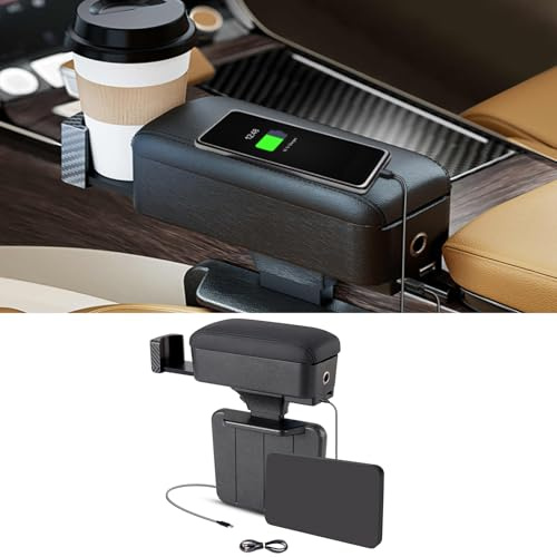 Rupse Car Armrest, Car Center Console Car Arm Rest with Cup Holder | Arm Rest for Car, Adjustable Armrest Storage Box, Car Seat Gap Filling Storage Box, Elbow and Forearm Wrist Support