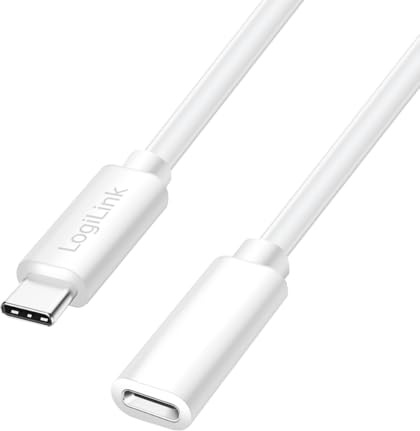 Logilink CU0221 - USB 2.0 typ C-förlängningskabel med stöd för PD (PowerDelivery) - färg: vit - kabellängd 2 m
