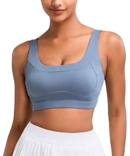Vorcy Sport-BHs für Damen, Lauf-BH, Workout-BH, U-Rücken, Sport-BH, U-Ausschnitt, gepolstert, blau, XL