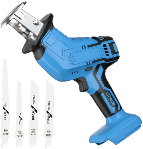 Akku-Reciprosäge Kompatibel mit makita 18V (ohne Akku) Akku Säbelsägen mit 4 Sägeblättern, 3500 rpm Elektrische Akku Säbelsäge für Sägearbeit mit Holz, Stahl, Metall