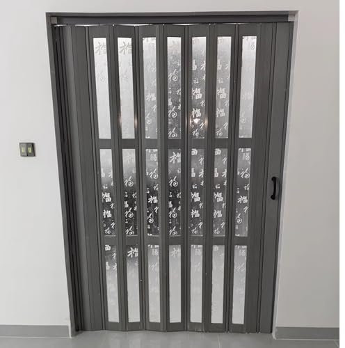 Lumivex falttüren Akkordeontür, graue PVC-Falttür mit durchsichtiger Acrylplatte, Falttür in anpassbarer Größe/Farbe, Faltdoppeltüren for Zuhause/Büro(74x70in(188x178cm))