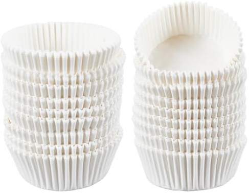 CREATCABIN 500 Moule à Cupcakes Blanc sans Odeur Moule à Muffins en Papier Sulfurisé Caissettes de Cuisson pour Cupcakes Noix Crêpes Desserts Mariages Fêtes Activités à Thème Décoration 7x3.1cm