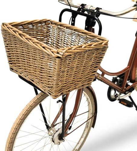 Fahrrad Gepäckträger vorne Frontgepäckträger - Fahrradgepäckträger Vorderrad - Red Loon Fahrrad Frontträger - Stahl Front Loader - Gepäckträger vorne - Hollandrad Citybike - inkl Fahrradkorb Rattan