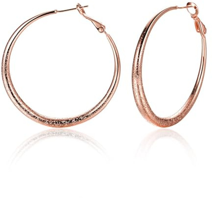 KnSam Orecchini a cerchio in oro rosa 18 carati, orecchini a cerchio opachi Au750, oro rosa, stile Liberty, oro rosa