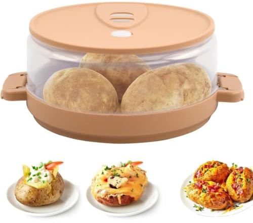 Microwave Potato Cooker, Baked Potatoes, Snack Maker for Bacon and More | Potato Steamer, Easy To Clean Dishwasher-Safe, BPA-Free Clear