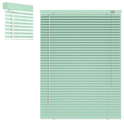 WXGZSKLV Veneziana in Alluminio su Misura 45 60 70 95 110 125 130 145 150 160 180 195 200 210 cm, 25 mm Lamelle Tenda Orizzontali, Tende Veneziane da Interno Esterno per Finestre(Light Green)