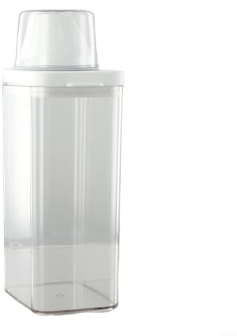 Auslaufsicherer Kunststoff-Waschpulverspender mit doppeltem Deckel und Messbecher, entworfen für einfache und saubere Waschmittelverwendung (1500 ml)