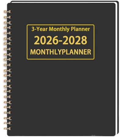 Planificateur mensuel – Agenda 2026-2028, agenda de planification sur 3 ans avec reliure à spirales, agenda de gestion des couleurs unies pour bureau, enseignant, collège, enfants, maison, bureau