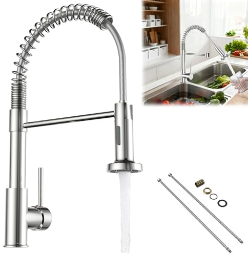 Froadp Gebürsteter Flexibler Wasserhahn Küche 360° Drehbar Küchenarmatur Modern Spültischarmatur Armatur Ausziehbar Edelstahl Tropffrei Zwei Wasserarten Brause und Strahl
