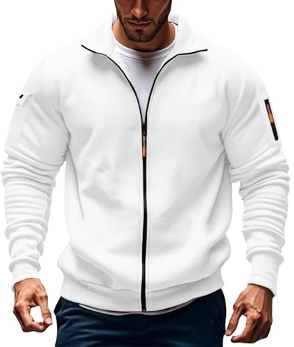 KOG Fleecejacke Herren Wintermantel Fashion Fleecepullover Vliesjacke Einfarbig Streetwear Teenager Kapuzenjacke Sweatjacke Bikerjacke Hoodie Jacke Laufjacke Winter Teddyfleece Jacke Wollmantel