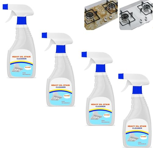 Nettoyant pour taches d'huile lourde - Dégraissant puissant pour la cuisine, pour les hottes de cuisine, le four, les cuisinières, les casseroles, sans rinçage à action rapide, sans résidu (4PCS)