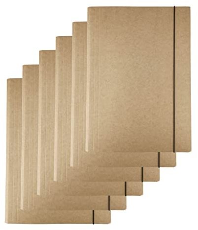 D.RECT Carpeta Clasificadora A4 con Goma – Cartón Kraft Resistente 300 g/m² – Set de 6 para Escuela, Oficina y Archivo