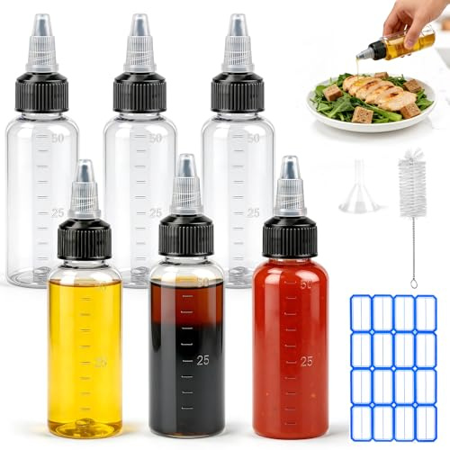 qjuwhua 15 Stück Squeeze Flasche 50ml Quetschflasche Klare Ölflasche mit Skala Kunststoff Dosierflasche Saucenflasche Soßenflaschen mit Spitzenkappe für Flüssige Gewürze Sauce Ketchup Öl Soja Essig
