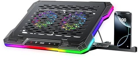 ChillCore 2 Detachable Fans RGB Gaming Laptop Cooling Pad, Rapid Cooling for 15.6-19.3 Laptops, Variable Speed Control, 8 Adjustable Heights - K6 RGB