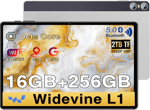 BIEGEDY Tablet 11 Pulgadas Pantalla 2K PC 16GB RAM + 256GB ROM + TF 2TB, 10000 mAh/Octa-Core 2.0 GHz / 8MP+20MP+2MP Macro/ 2000 * 1200 Pixels / 5G WiFi/BT5.0/ Tablet con Funda Plata