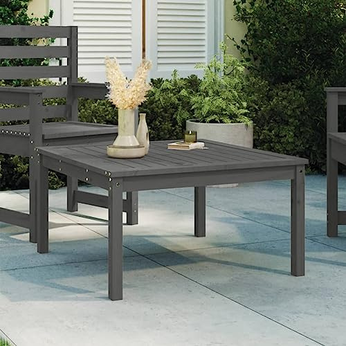 Pindolar Gartentisch Grau Massives Kiefernholz 82,5x82,5x45 cm Outdoor Loungetisch Beistelltisch stabil pflegeleicht für Terrasse Balkon und Garten