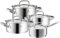 WMF Gourmet Plus Topfset Induktion 4-teilig, Kochtopf Set mit Metalldeckel, Cromargan Edelstahl mattiert, Töpfe Set unbeschichtet, Innenskalierung