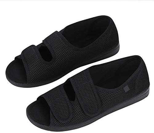 Women's Diabetic Slippers Wide Fit Sandals with Open Toe Adjustable Orthopedic Footwear Breathable Elderly Shoes Cozy Walking Slippers Anti-skid House Shoes for Swollen Arthritic Feet Hallux Valgus