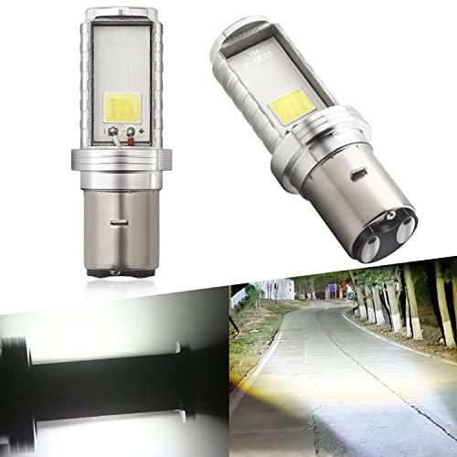 BA20D Bombilla LED H6 LED Bombilla H616 de Faro de motocicleta Hi/Lo Beam S2 Bombilla para faro de motocicleta 9-80 V 12 W COB Chips LED Luz diurna LED Blanco 6500 K, lote de 2