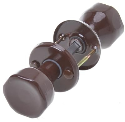 Aqbau® Poignée de Porte Bouton Rotatif sur Rosace Brun– Bouton de Porte Métal, Robuste et Ergonomique | Ensemble Complet, Montage Facile, Sécurisé pour Enfants et Animaux