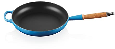 LE CREUSET Signature Cast Iron Frying Pan with Wooden Handle 28 cm Azure, 20258282200422