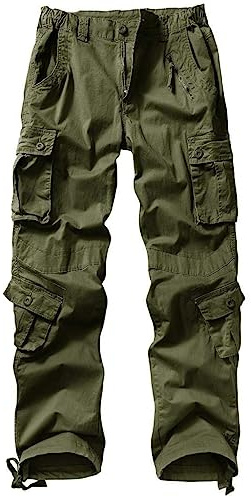 VATINNT Cargo Work Trousers Women's Outdoor Hiking Trousers Casual Tactical Cargo Pants with 9 Pockets No Belt 2039 ArmyGreen 6