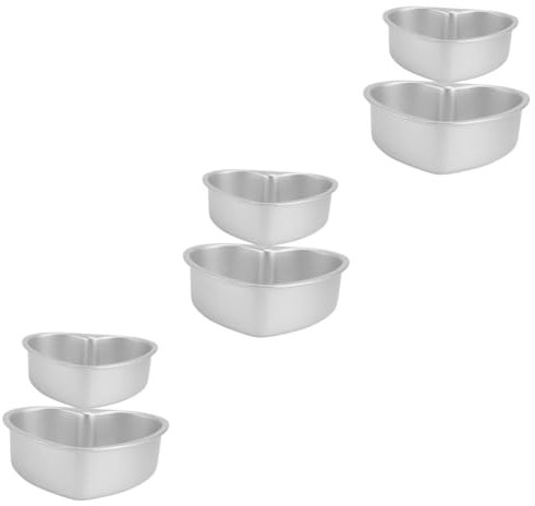Amosfun 6 Pièces Moule à Gâteau Coeur Moule à Gâteau Au Fromage Ramequins Inox Poêle Bol Tubulaire Des Anges Cuisson De Gâteaux Amovible Alliage D'aluminium